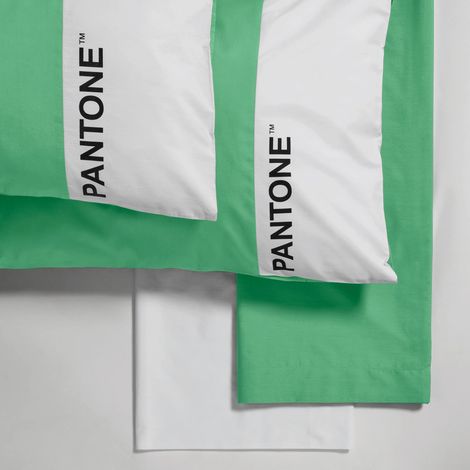 Pantone™ - Completo Letto Singolo 1 Piazza, Lenzuola Letto Singolo 150x280 + Federa Cuscino 50x80 + Lenzuolo con Angoli Singolo 90x200 Cotone, per Materasso Singolo 25h, Verde Chiaro/Bianco (1/2)