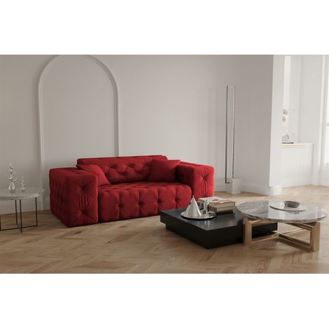 Sofa Designersofa CHANTAL 2-Sitzer in Stoff Opera Velvet Rubinrot (1/5)