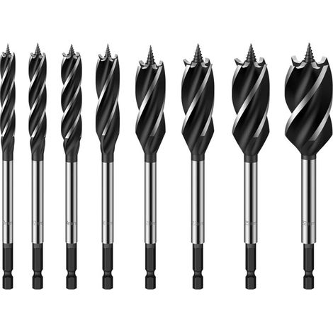 Holzbohrer, Reibbohrer, Holzschnecke, Kohlenstoffstahl, Schnellschnitt-Bohrer-Set für die Holzbearbeitung, 8-teilig, 10 mm, 12 mm, 14 mm, 16 mm, 20 mm, 22 mm, 25 mm, 32 mm