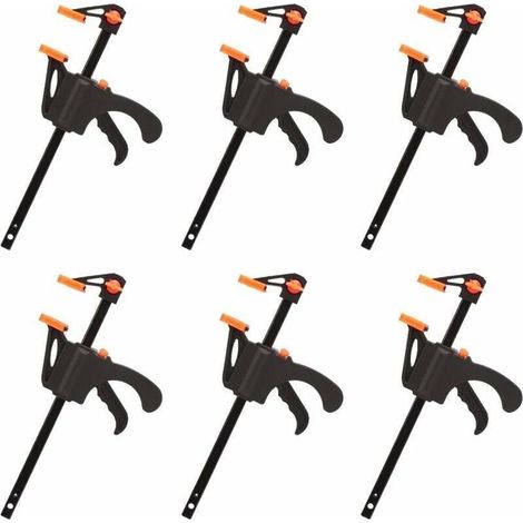 Déstockage Lot de 6 Serre-joints en Forme de F, Serre Joint avec Serrage Rapide et Facile, Outils à Main pour Menuiserie, Porte en Bois(4pouces) (1/5)