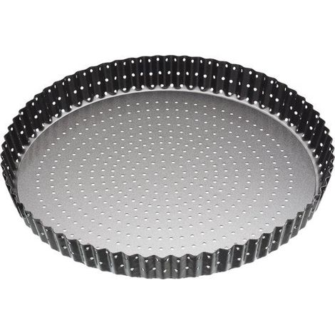 KitchenCraft MasterClass Antihaftbeschichtete Kuchen- und Quicheform mit Löchern mit abnehmbarem Boden, 28 cm (1/5)