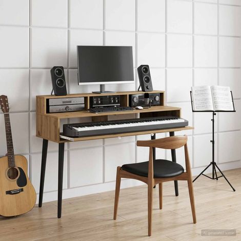 vidaXL Studio Desk Artisan Oak 152 x 42.5 x 36 cm Engineered Wood (1/5)