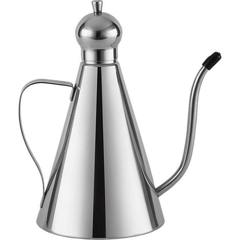 Bouteille distributeur d'huile et de vinaigre capacité 1000 ml en acier inoxydable avec bec verseur pour cuisine cuisson et barbecue couleur argentée (1/5)