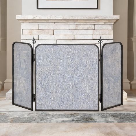 Cheminée électrique noir pliable en métal 96 x 1,3 x 56 cm (1/5)