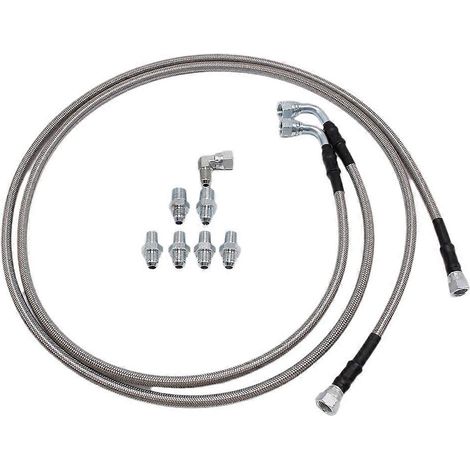 Kit de 2 durites d'huile de 132 cm (52 pouces) de long en acier inoxydable pour refroidisseur de transmission TH350, 700R4 et TH400, compatibles avec les véhicules Chevrolet, Ford, GM, GMC, Buick et C (1/5)