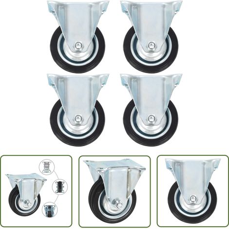 The Living Store Roulettes fixes 4 pcs 75 mm - Roulettes Fixes - Roulettes Industrielles - Accessoires Meuble - Fixation Meuble - Roues Fixées (1/5)