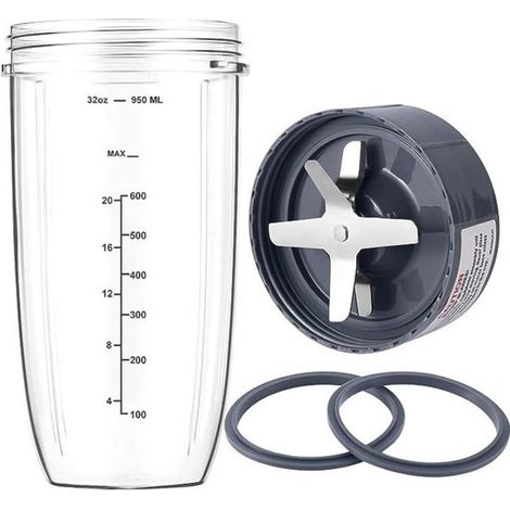 Adecuado vaso cuchillas licuadora Nutribullet: vaso grande 946,4 ml (32 oz), frescura resellable junta goma, licuadoras Nutri Bullet 600 W/900 W (1/5)