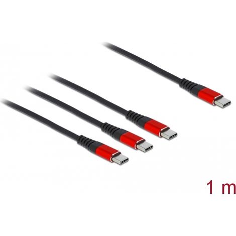 Delock USB Ladekabel 3 in 1 USB Type-Câ¢ zu 3 x USB Type-Câ¢ 1 m