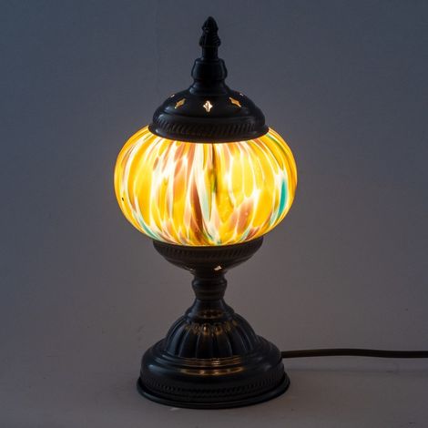 Kunsthandwerkliche Mosaiklampe, handgefertigt in Indien für Boho-Chic-Dekoration und warme Atmosphäre im Zuhause
