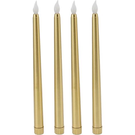 Lot de 4 bougies LED sans flamme en forme de cône, lumière chaude, idéales pour les fêtes. (1/4)