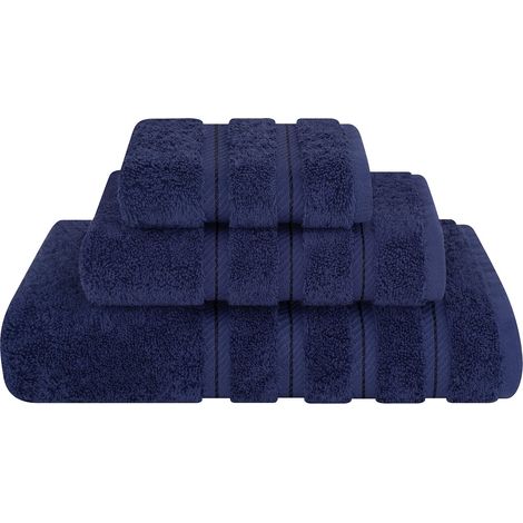 Lot de 3 Serviettes, 1 Serviette de Bain, 1 essuie-Mains, 1 débarbouillette, Douces et absorbantes, 100% Coton Turc, pour Salle de Bain et Cuisine, Serviette de Douche (1/5)