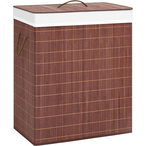 Bambus-Wäschekorb mit 2 Fächern Braun 100 L