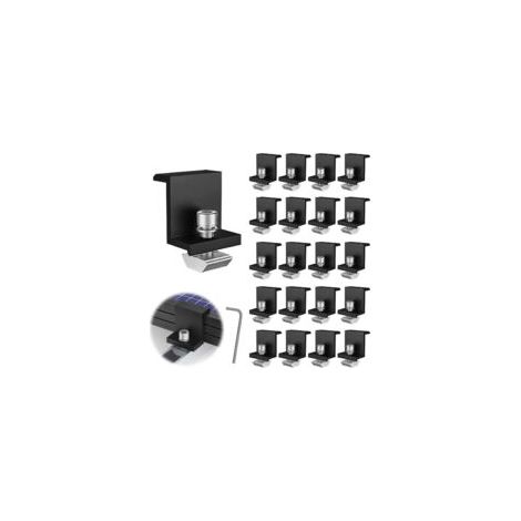 20-teiliges Solarmodul-Montageset, 30-mm-Solarmodul-Befestigungsset, für Photovoltaik-Montageschienen, mit Innensechskantschlüssel, für Dach- und Wandmontage – Crezuo