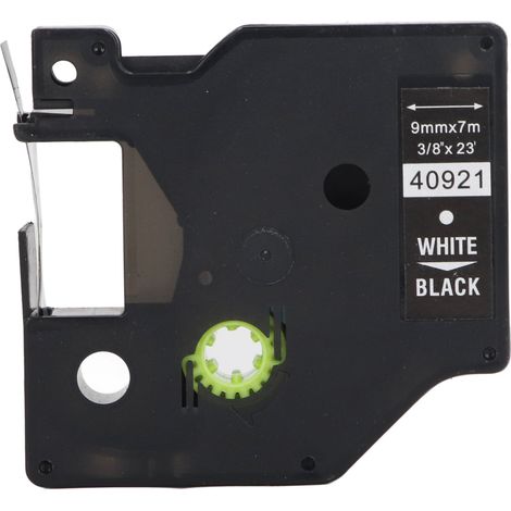 Étiquette ruban 9mm x 7m imperméable résistant à l'huile transparent pour imprimante DYMO160 210D PNP blanc sur noir (1/5)