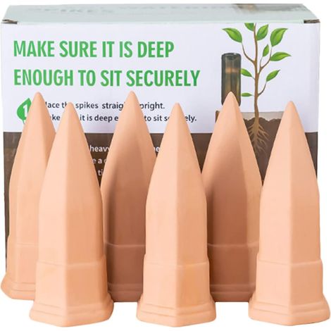 Lot de 6 Oyas a Planter Terre Cuite, Auto-arrosantes en Ollas Terre Cuite, Cône en Argile d’arrosage, Goutte-Gouttes Automatiques pour Plantes en Pot D'intérieur (1/5)