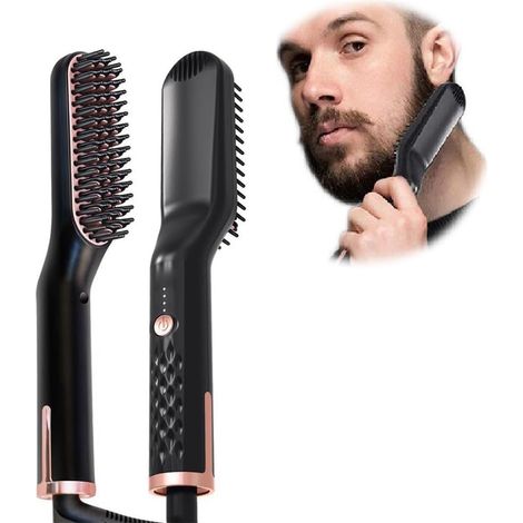 Lisseur Barbe Homme, 3 en 1 Brosse Lisseur a Barbe Hommes, Lisseur de Barbe et Cheveux Homme, Brosse Lissante Multifonctionnel pour la Barbe et la Coiffure, Coiffer Une Barbe Longue