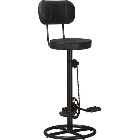 Maison Exclusive - Tabourets de bar lot de 2 noir cuir de chèvre véritable (1/5)