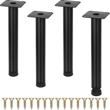 Furniture Legs, 20cm Furniture Legs, Black Furniture Legs, Adjustable Reusable Metal Furniture Legs with Screws for Sofa Table Chair Office Cabinets (1/5)