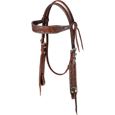Taglia unica, Chocolat: Tête de lit western en cuir avec large bandeau et travail au fil barbelé
