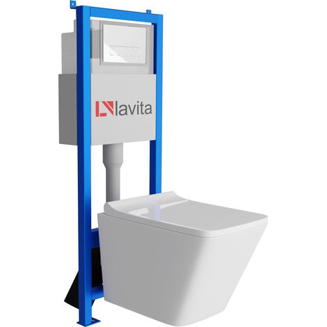 Bâti-support Lavita LAV 101 à 40 cm + WC Lago sans bord + plaque de commande LAV 200.3.1 blanc Kit complet WC