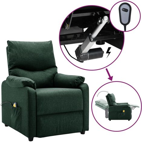 Fauteuil de Massage électrique Relaxation Fauteuil de Luxe Vert foncé Tissu -BV71408 (1/5)