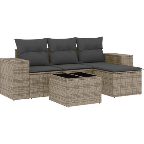 Maison Exclusive - 5-tlg. Garten-Sofagarnitur mit Kissen Grau Pol