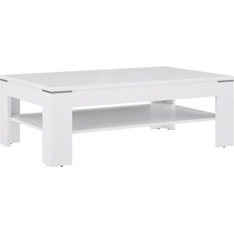 Home Heavenly® - Mesa centro con revistero KEVIN, moderna lineal, de 120 cm ancho x 75 cm prof.  Color: Blanco (1/4)
