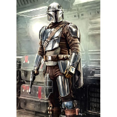 Papier peint panoramique vintage & retro Mandalorian Posture de Combat (1/5)