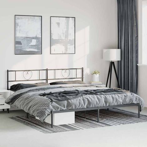 Estructura cama sin colchón con cabecero metal negro 193x203 cm (1/5)