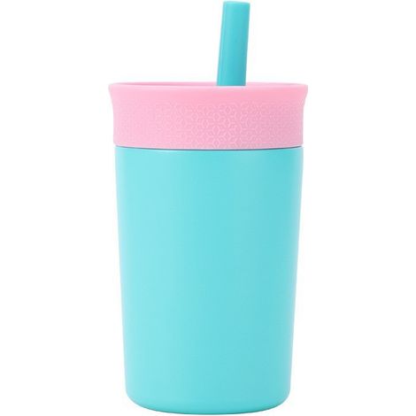 Isolierter Edelstahl-Kaffeebecher mit Schiebeverschluss, wiederverwendbar, für Eiskaffee oder heißen Kaffee, BPA-frei, 350 ml (12 oz). (Himmelblau)
