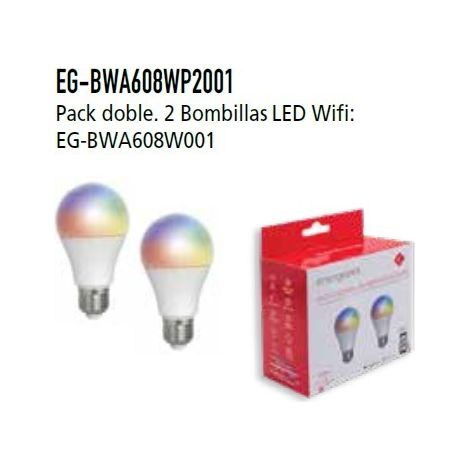BOMBILLA WIFI CCT (2700K - 6500K) & RGB A60 - E27 PACK 2 8W (1/5)