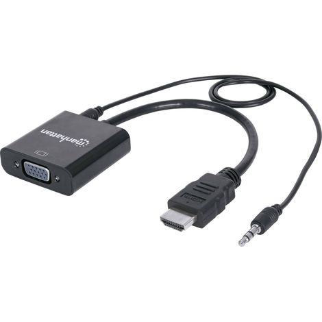 Adaptateur TV, écran Manhattan 151559 [1x HDMI mâle - 1x VGA femelle, Jack femelle 3.5 mm] noir A618931 (1/2)