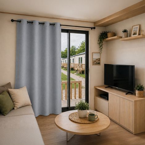 Rideau mobil home 100% occultant fenêtres et baies vitrées Gris 135x200 cm