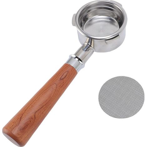 Portafilter 58mm Bottomless 3 Oreilles pour Petrus avec Panier Stainless Steel et Manche Bois (1/5)