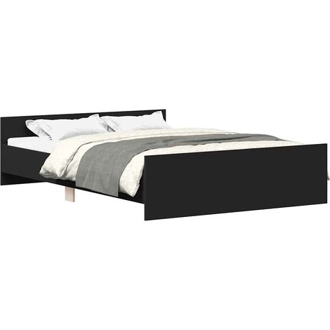 Bed Frame Black Engineered wood, solid pinewood, plywood Double vidaXL (1/5)