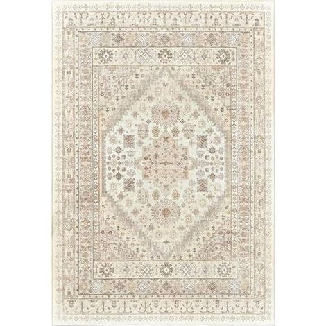 Tapis de salon Karteo imitation cachemire beige lavable antidérapant rétro grande surface décoration maison 40x60cm (1/5)