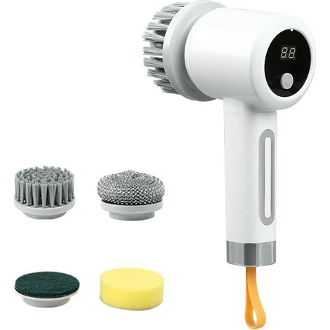 Brosse de nettoyage électrique, Spin Scrubber pour salle de bain et joints, brosse de nettoyage pour la maison avec 2 têtes de brosse, 2 modes (1/4)