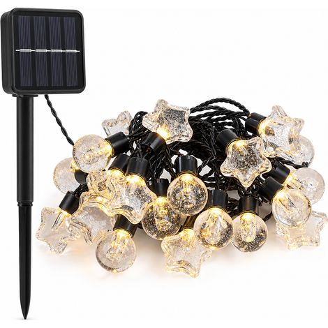 Guirlande LED Extérieure Étanche avec Boules et Étoiles Transparentes, 20 Lumières, 24 V sur Secteur (1/5)