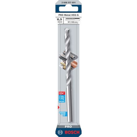 Bosch PRO Spiralbohrer Metal HSS-G, 6,5 x 97 x 148 mm