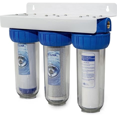 Filtre à eau système trois étages cartouche NW-BR10B4 filtration des sédiments et des charbons actifs (3/4" - 26,16 mm) (1/5)