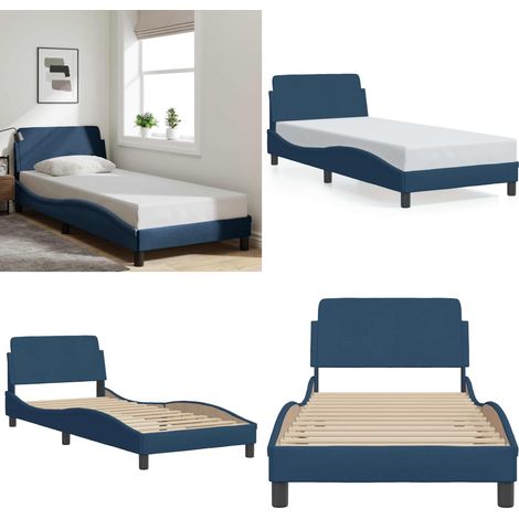 Giroletto con Testiera Dover Blu 90x200 cm Tessuto - Letto con testiera - Materasso