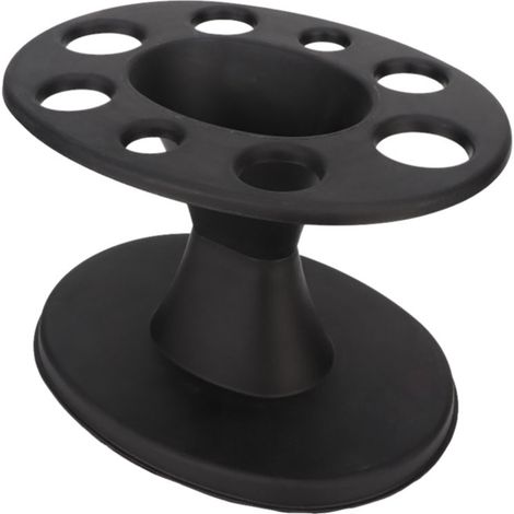 Soporte redondo de plástico para cepillos y peines, estante de almacenamiento para cepillos y accesorios para el cabello, color negro.