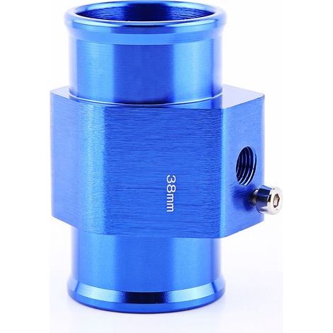 Joint de température de l'eau universel en aluminium voiture joint de température de l'eau tuyau tuyau capteur jauge adaptateur bleu, 26 28 30 32 34 38 40mm en option(38mm)