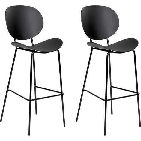 Set di 2 sedie da pranzo in materiale sintetico nero e gambe metallo Shonto