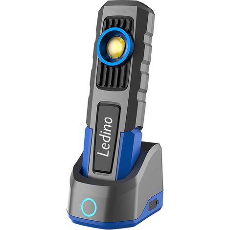 LED Handleuchte Taschenlampe Mobile USB Aluminium Schwarz Akku H 24 cm