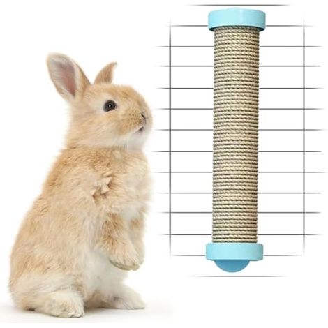 Griffoir lapin pour cage en sisal naturel lapin griffoir jouets griffes et soin des dents interactif lapin gratte-ongles jouets à mâcher pour lapin (1/5)