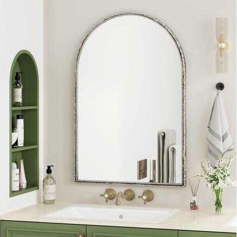 Miroir mural arche 91 x 61 cm en verre et fer argenté OKMYHOME (1/5)