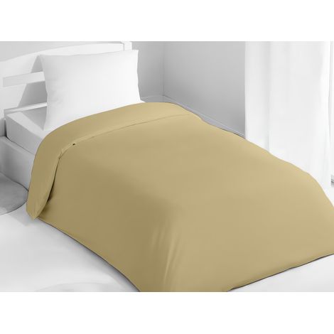 Soleil D Ocre – Housse de couette 140x200 cm 100% coton uni beige – Lavable en machine à 40° – Pour lit 1 place
