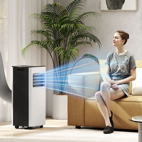Aire Acondicionado Portátil 3 en 1 9000 BTU con Control Remoto Pantalla LED Temporizador 2 Velocidades para 28m² Blanco (1/5)