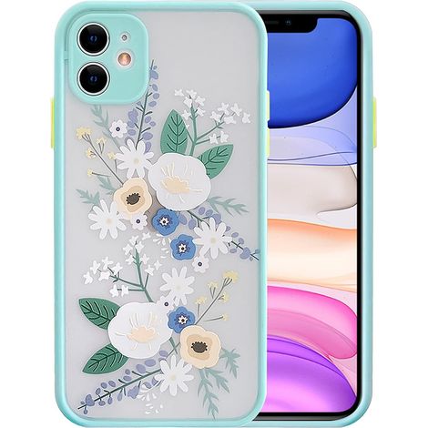 Coque iPhone 12 - PC Dépoli Arrière Floral - TPU Souple Latéral - Protection Écran avec Biseau - Violet - 1 Pièce (1/5)
